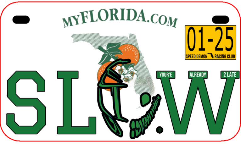(Florida) SLOW “Decoration” Motorcycle License Plate